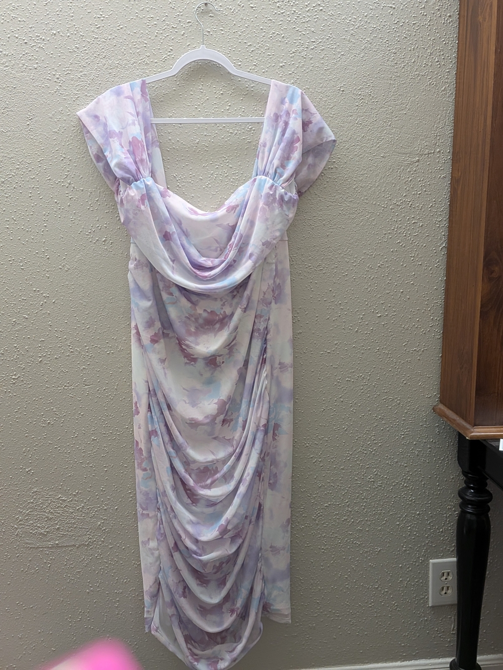 Draped Watercolor Pastel Maxi Dress